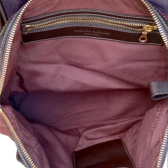 Andrea Mabinai Shoulder Bag Two tone Brown n Burgundy Deep Red Pristine EUC - Picture 7 of 12